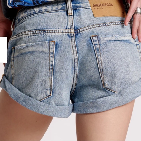 Bandits Low Waist Denim Shorts 
Hendrixe Blue One Teaspoon Size 31 - Picture 4 of 8